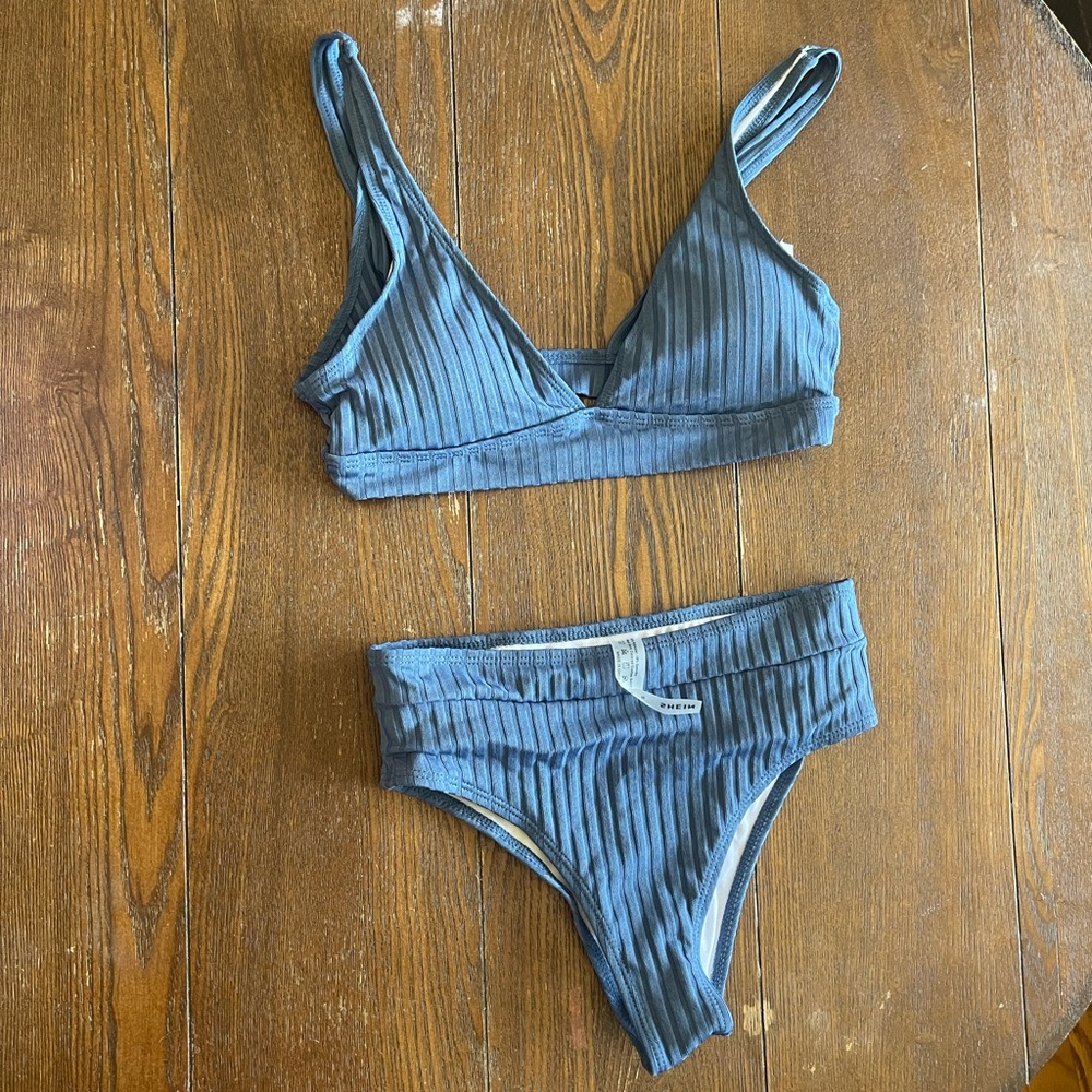 UNWORN Size S Blue Ribbed SHEIN Bikini Set